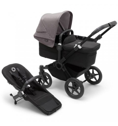 Bugaboo Donkey 5 Mono - wielofunkcyjny, zestaw 2w1 z opcją 3w1   - rozwojowy wózek wi 4w1 | Black / Black / Grey Melange